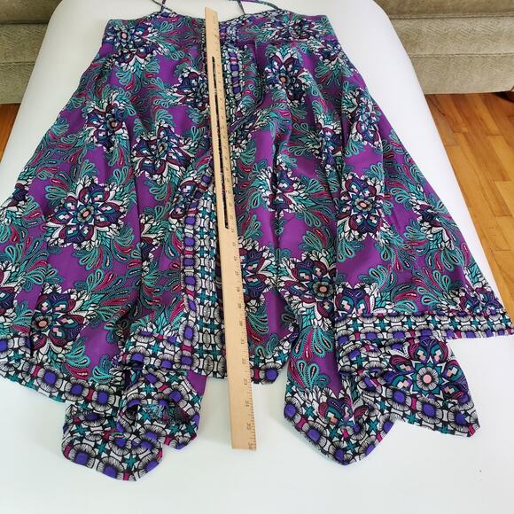 Nicole Miller Printed Empire Waist Hanki Hem Midi Dress Drawstring Empire Waist - Picture 12 of 14